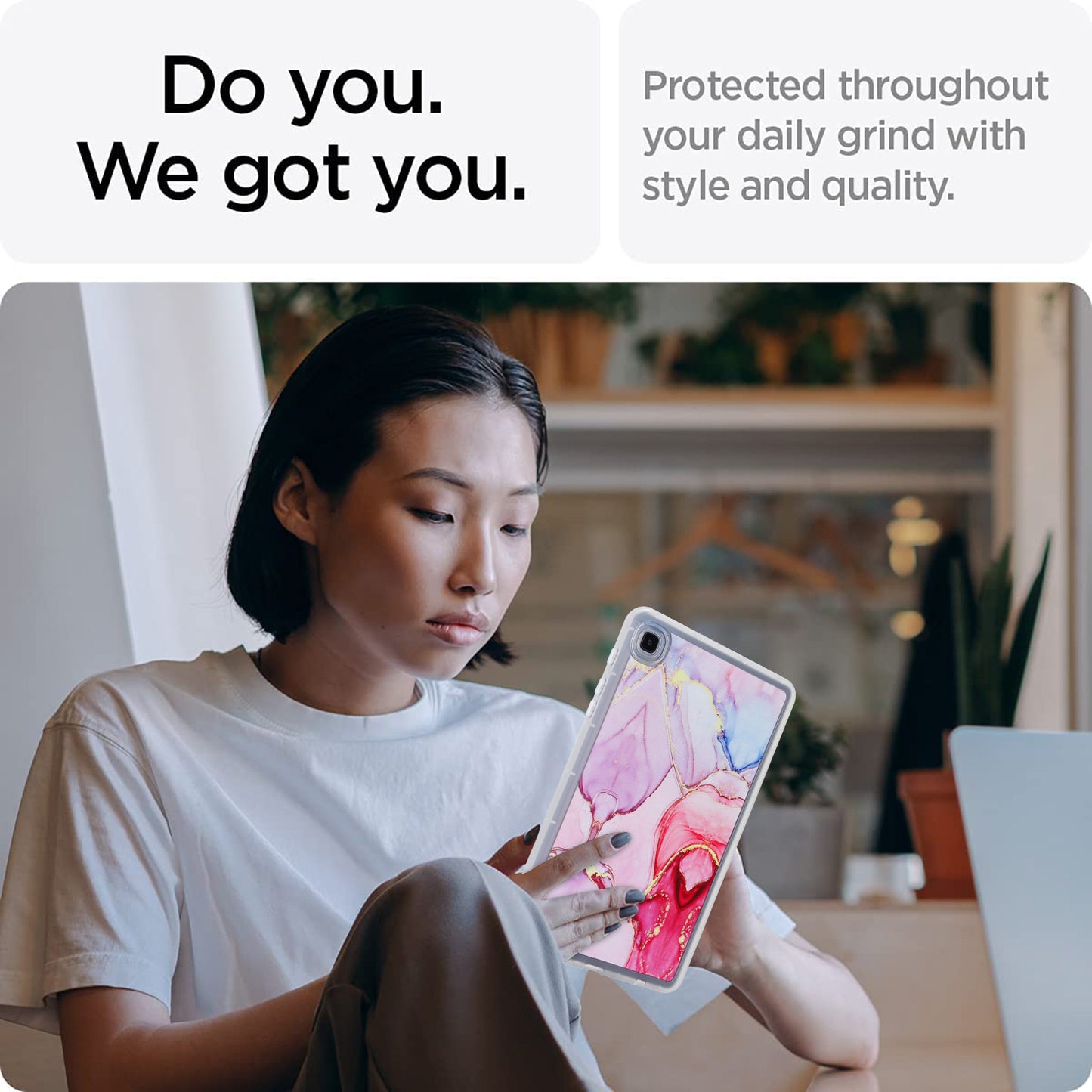 Tablet Case for Samsung Galaxy Tab A7 Lite 8.7-inch T220 T225 , Marble Pattern Printing TPU Soft Skin Protective Cover