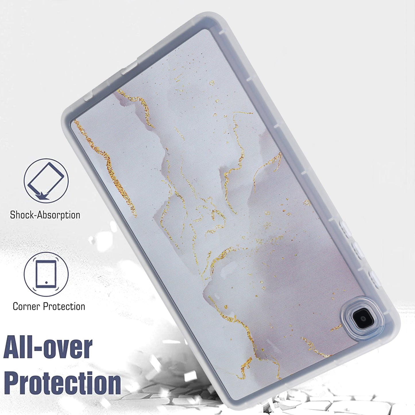 Tablet Case for Samsung Galaxy Tab A7 Lite 8.7-inch T220 T225 , Marble Pattern Printing TPU Soft Skin Protective Cover