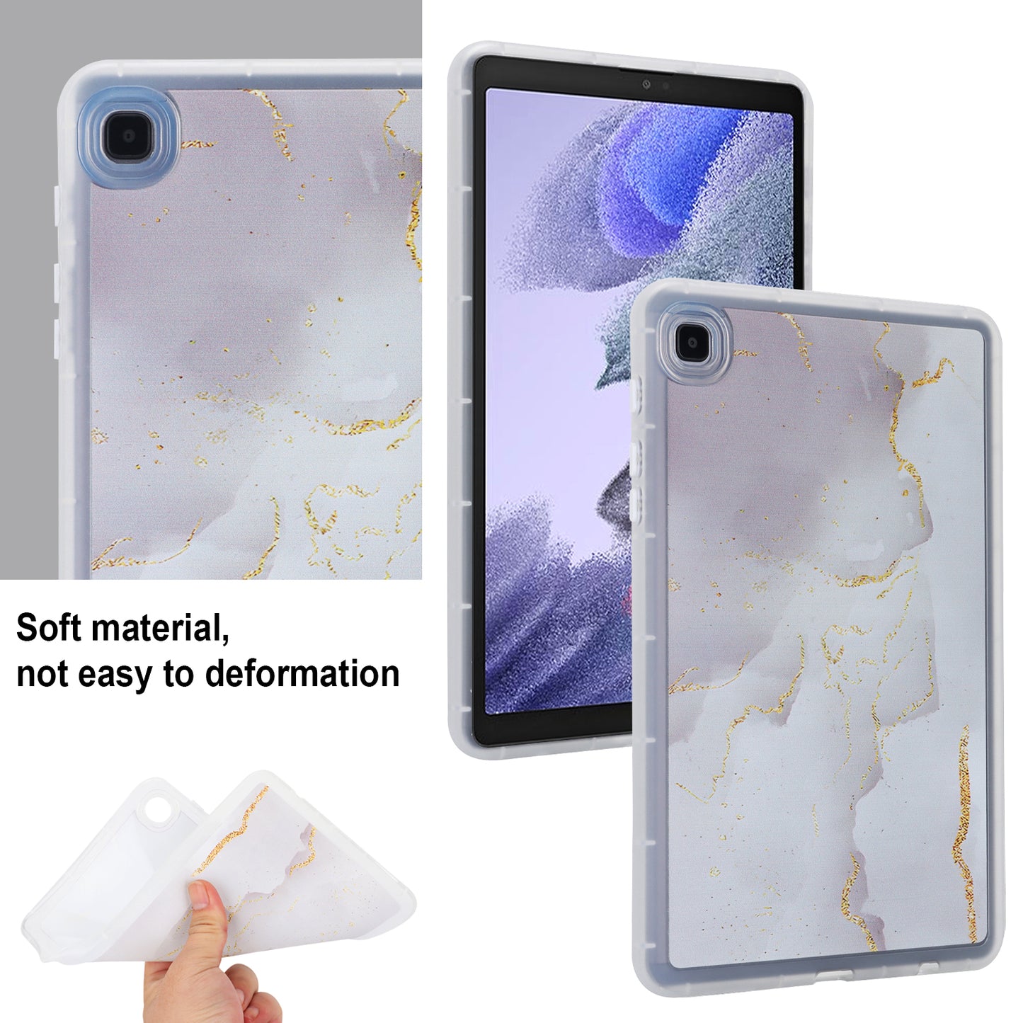 Tablet Case for Samsung Galaxy Tab A7 Lite 8.7-inch T220 T225 , Marble Pattern Printing TPU Soft Skin Protective Cover