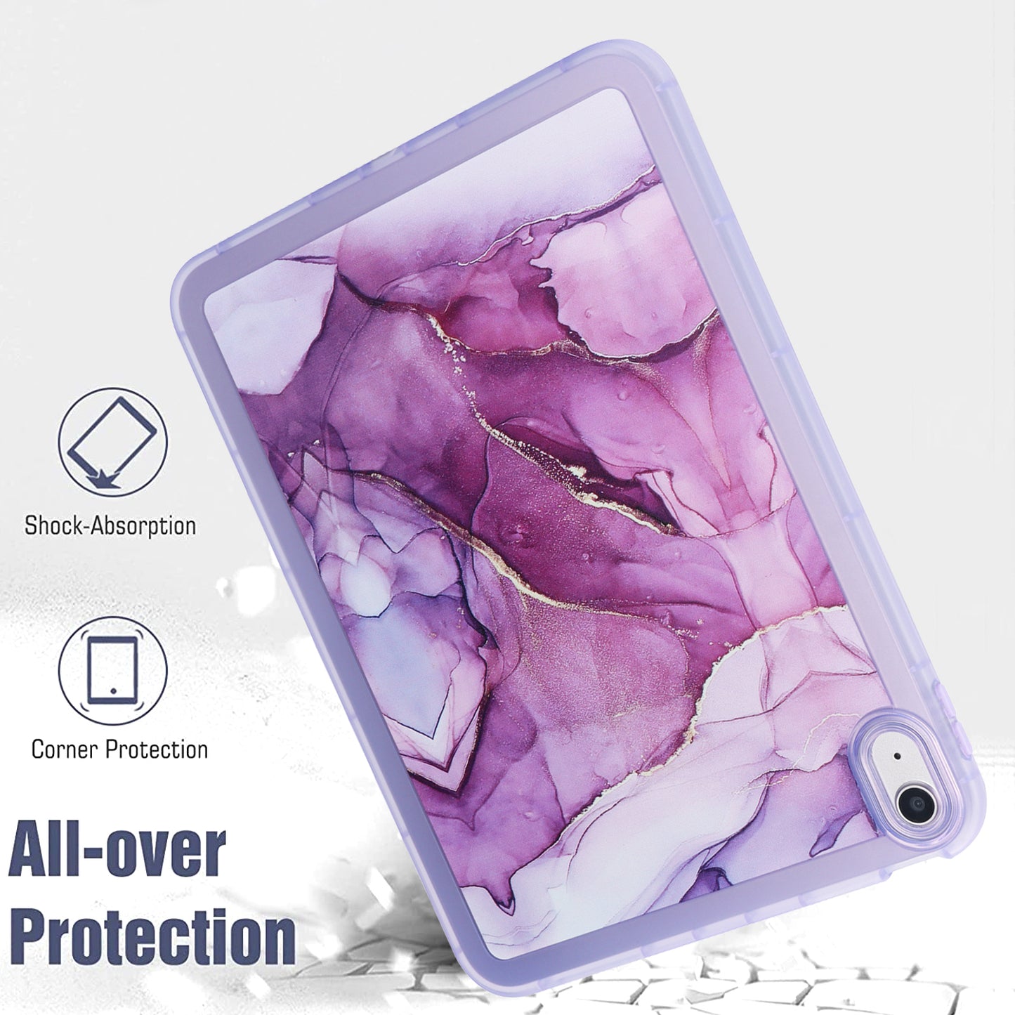 For iPad 10.9 (2022) TPU Tablet Case Marble Pattern Printing Shockproof Back Cover Shell