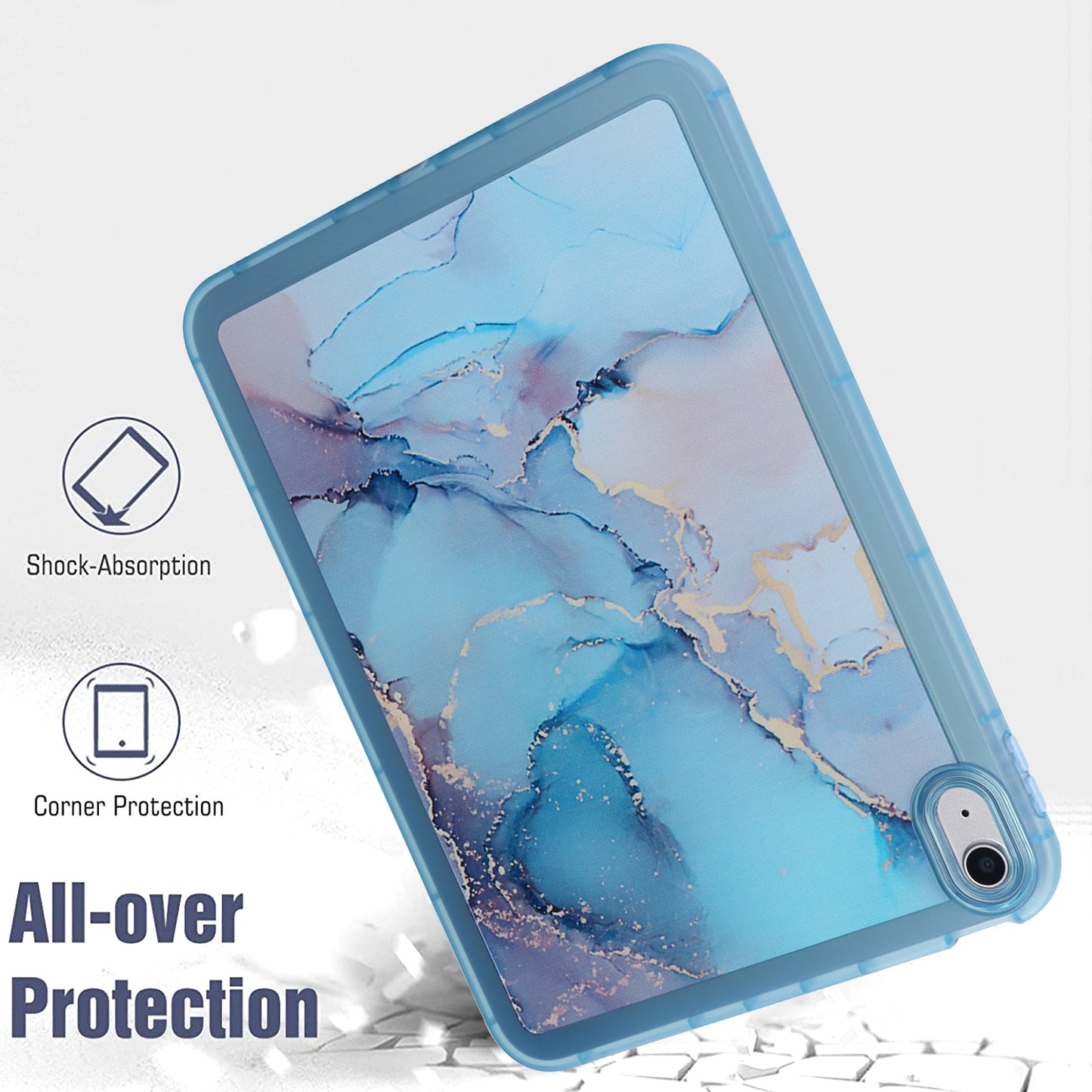 For iPad 10.9 (2022) TPU Tablet Case Marble Pattern Printing Shockproof Back Cover Shell
