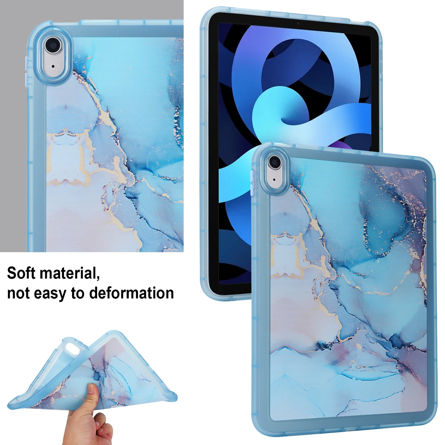 For iPad 10.9 (2022) TPU Tablet Case Marble Pattern Printing Shockproof Back Cover Shell