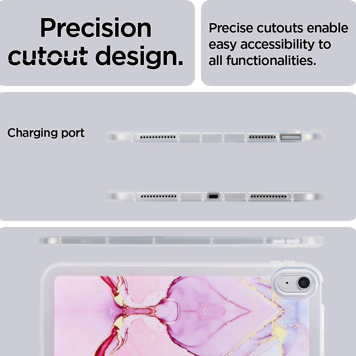 For iPad 10.9 (2022) TPU Tablet Case Marble Pattern Printing Shockproof Back Cover Shell