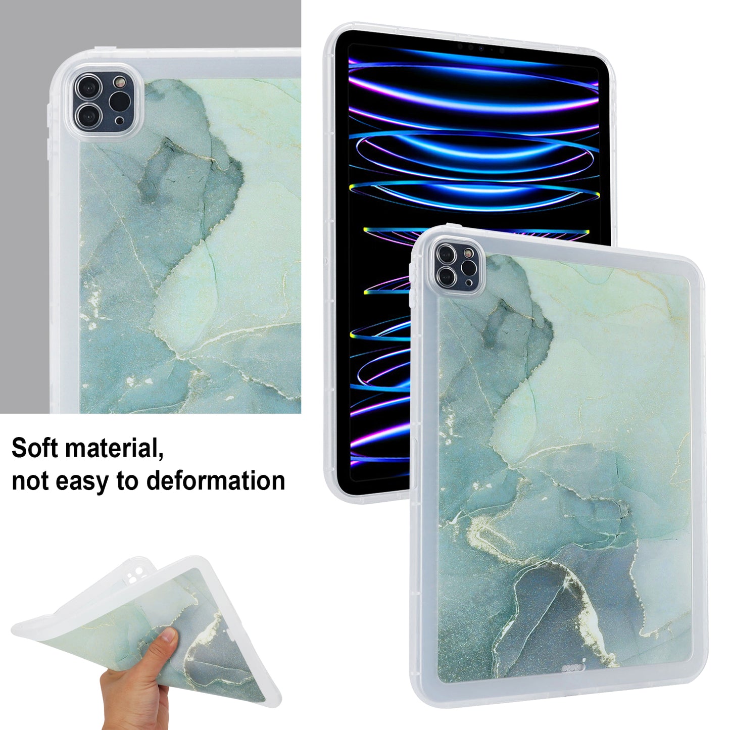 For iPad Pro 11 (2020) / (2021) / (2022) Soft TPU Tablet Case Marble Pattern Printing Back Shell