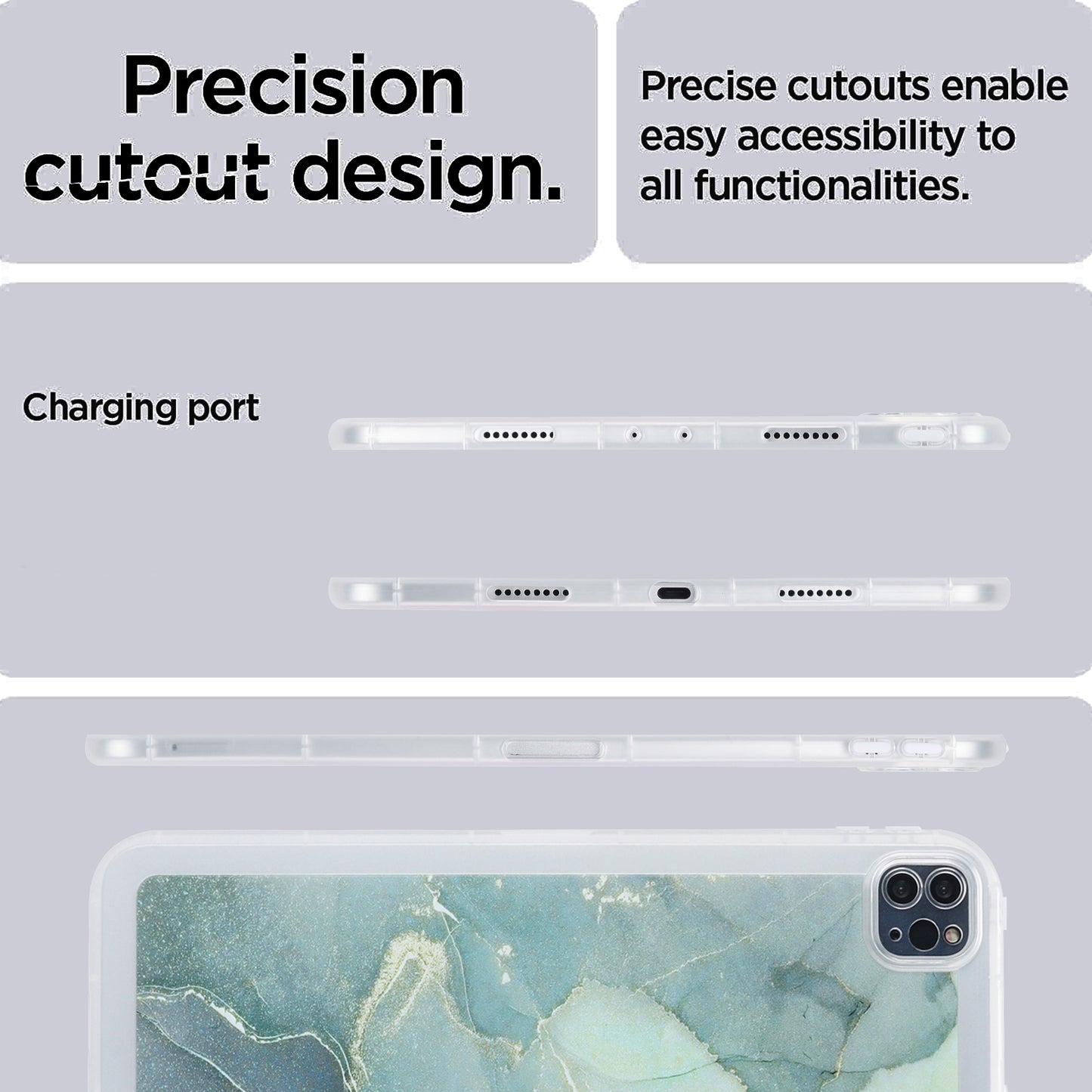 For iPad Pro 11 (2020) / (2021) / (2022) Soft TPU Tablet Case Marble Pattern Printing Back Shell