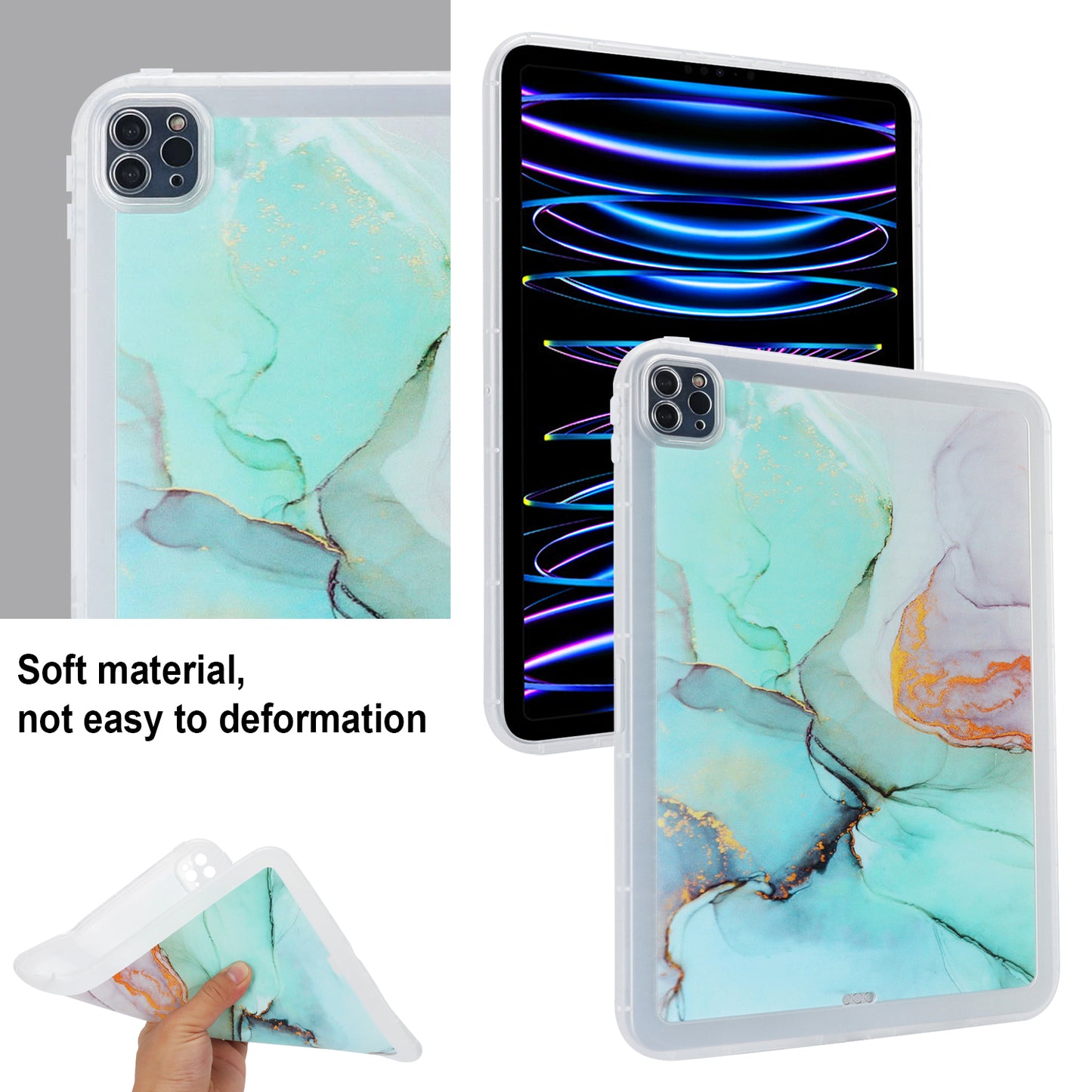 For iPad Pro 11 (2020) / (2021) / (2022) Soft TPU Tablet Case Marble Pattern Printing Back Shell