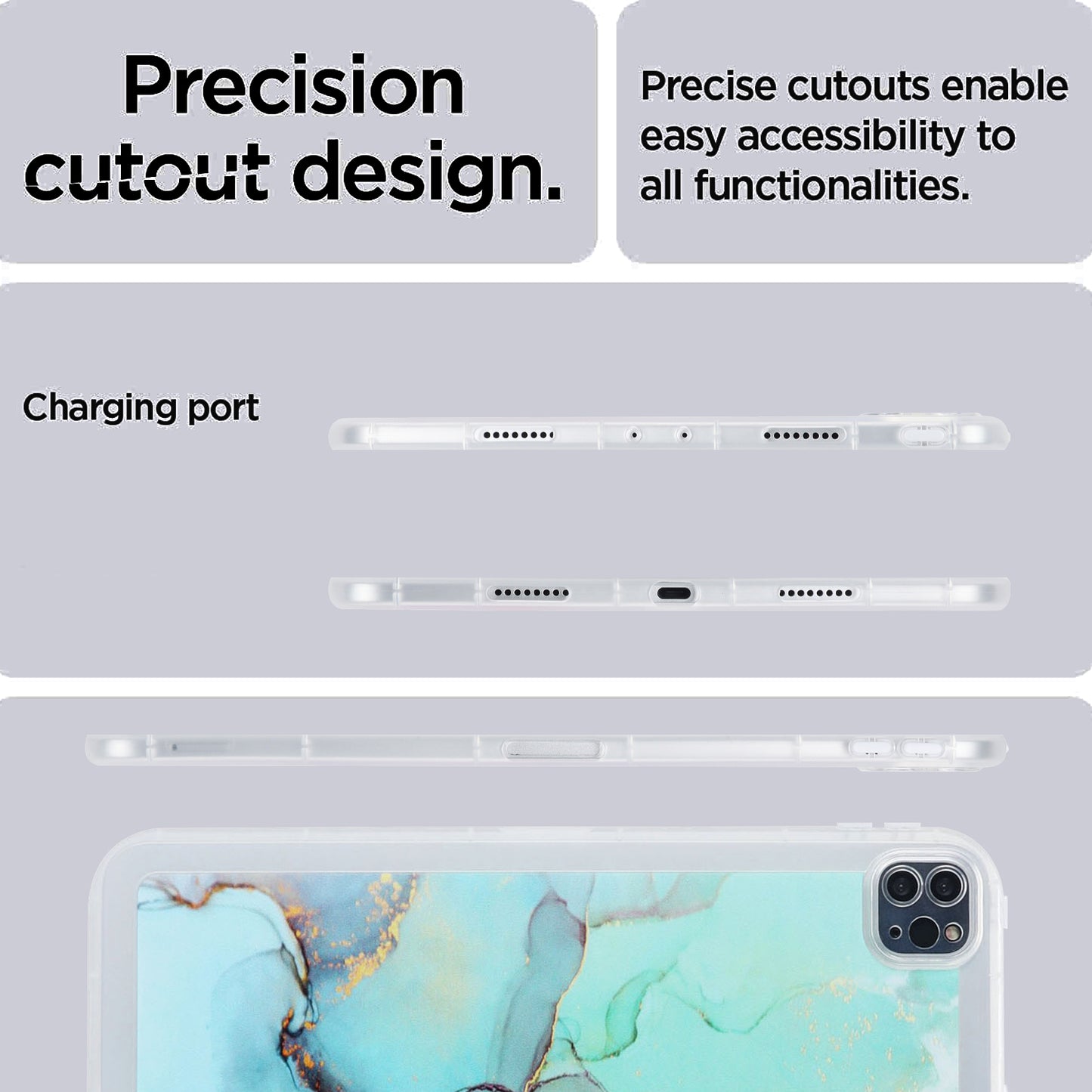 For iPad Pro 11 (2020) / (2021) / (2022) Soft TPU Tablet Case Marble Pattern Printing Back Shell