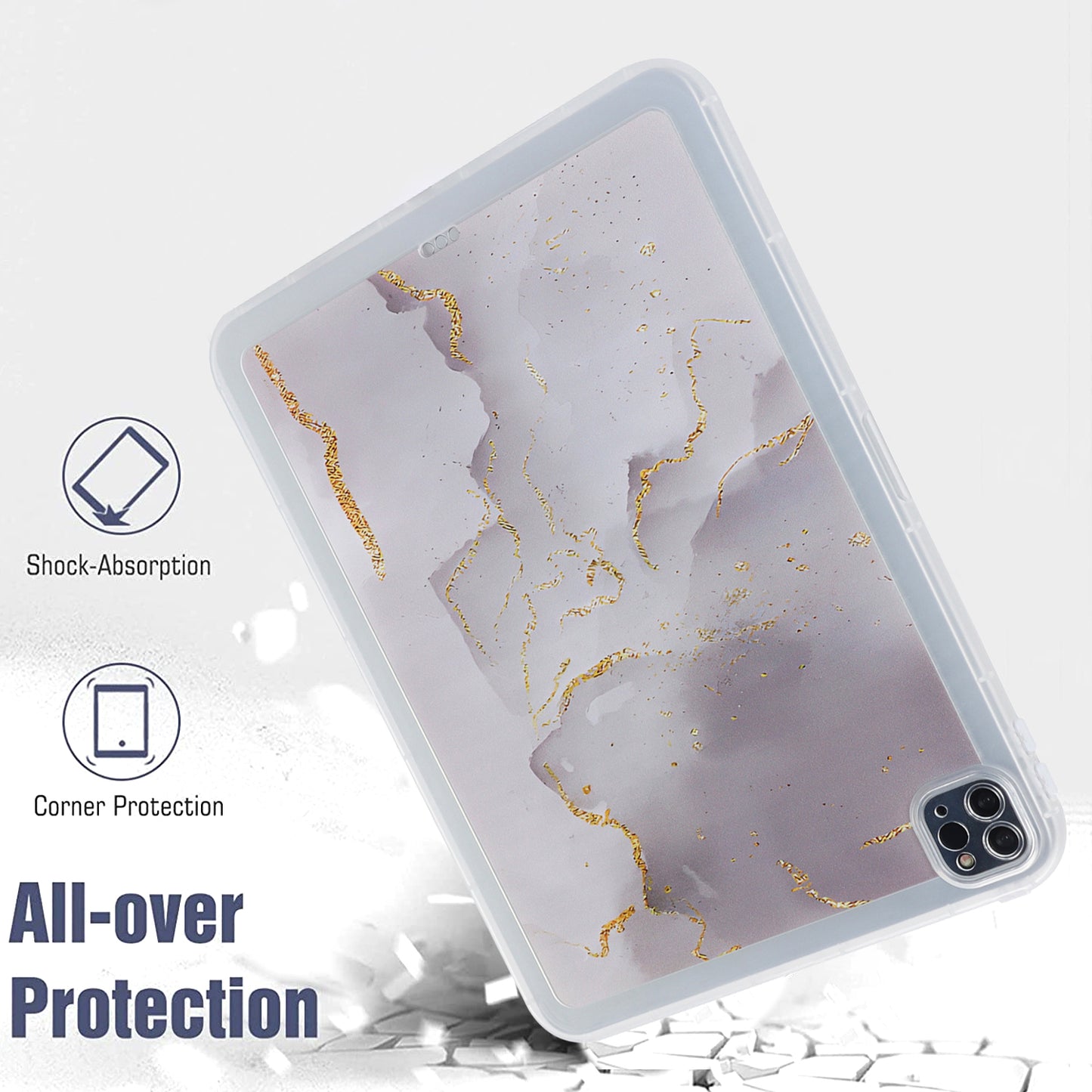 For iPad Pro 11 (2020) / (2021) / (2022) Soft TPU Tablet Case Marble Pattern Printing Back Shell