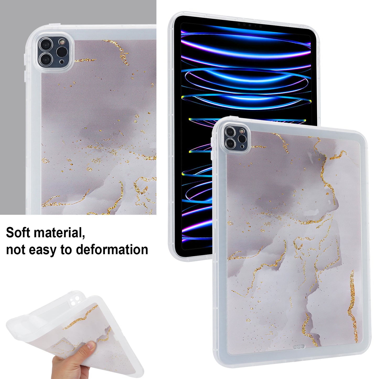 For iPad Pro 11 (2020) / (2021) / (2022) Soft TPU Tablet Case Marble Pattern Printing Back Shell