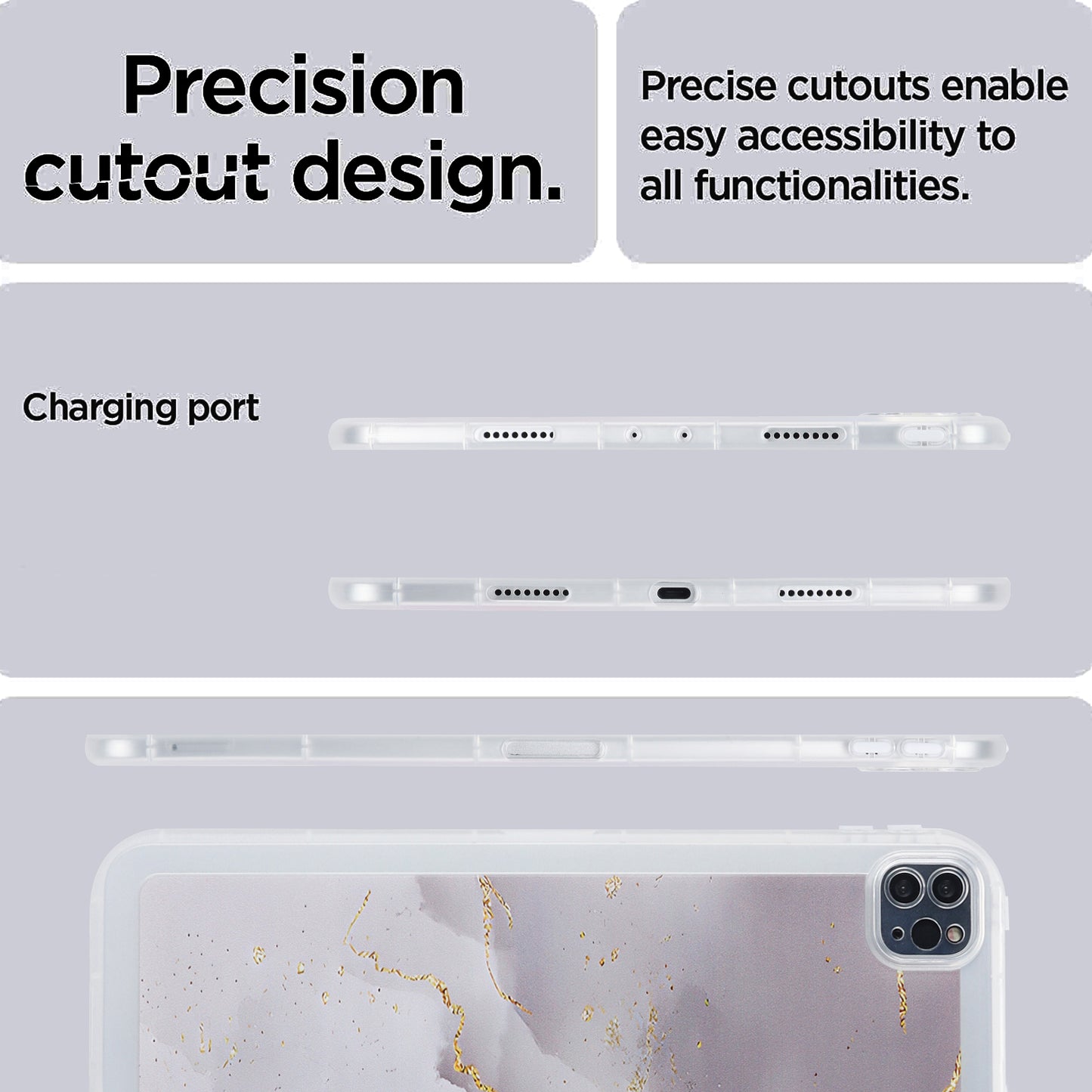For iPad Pro 11 (2020) / (2021) / (2022) Soft TPU Tablet Case Marble Pattern Printing Back Shell