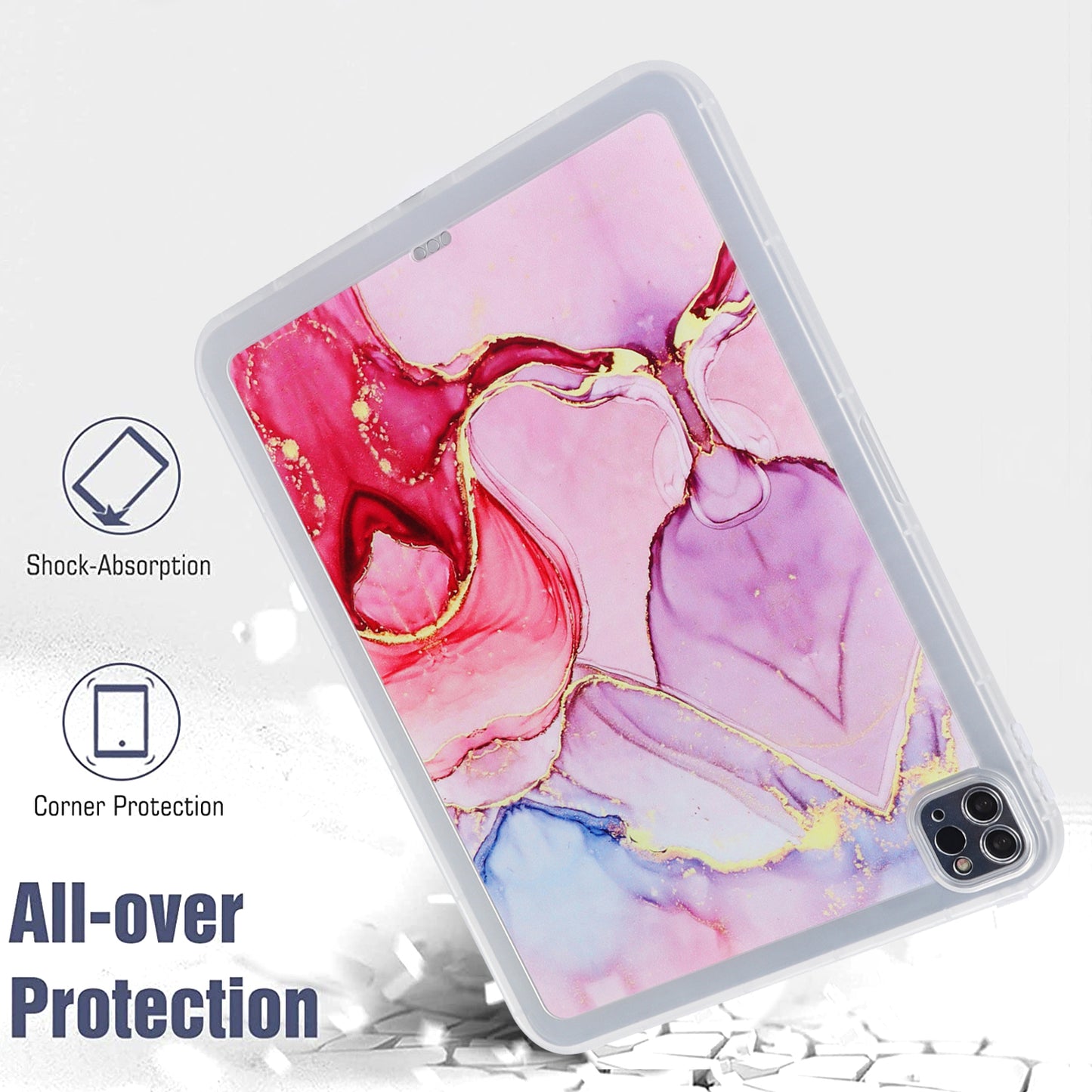 For iPad Pro 11 (2020) / (2021) / (2022) Soft TPU Tablet Case Marble Pattern Printing Back Shell