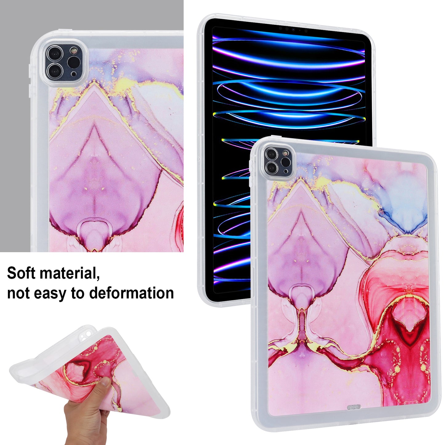For iPad Pro 11 (2020) / (2021) / (2022) Soft TPU Tablet Case Marble Pattern Printing Back Shell