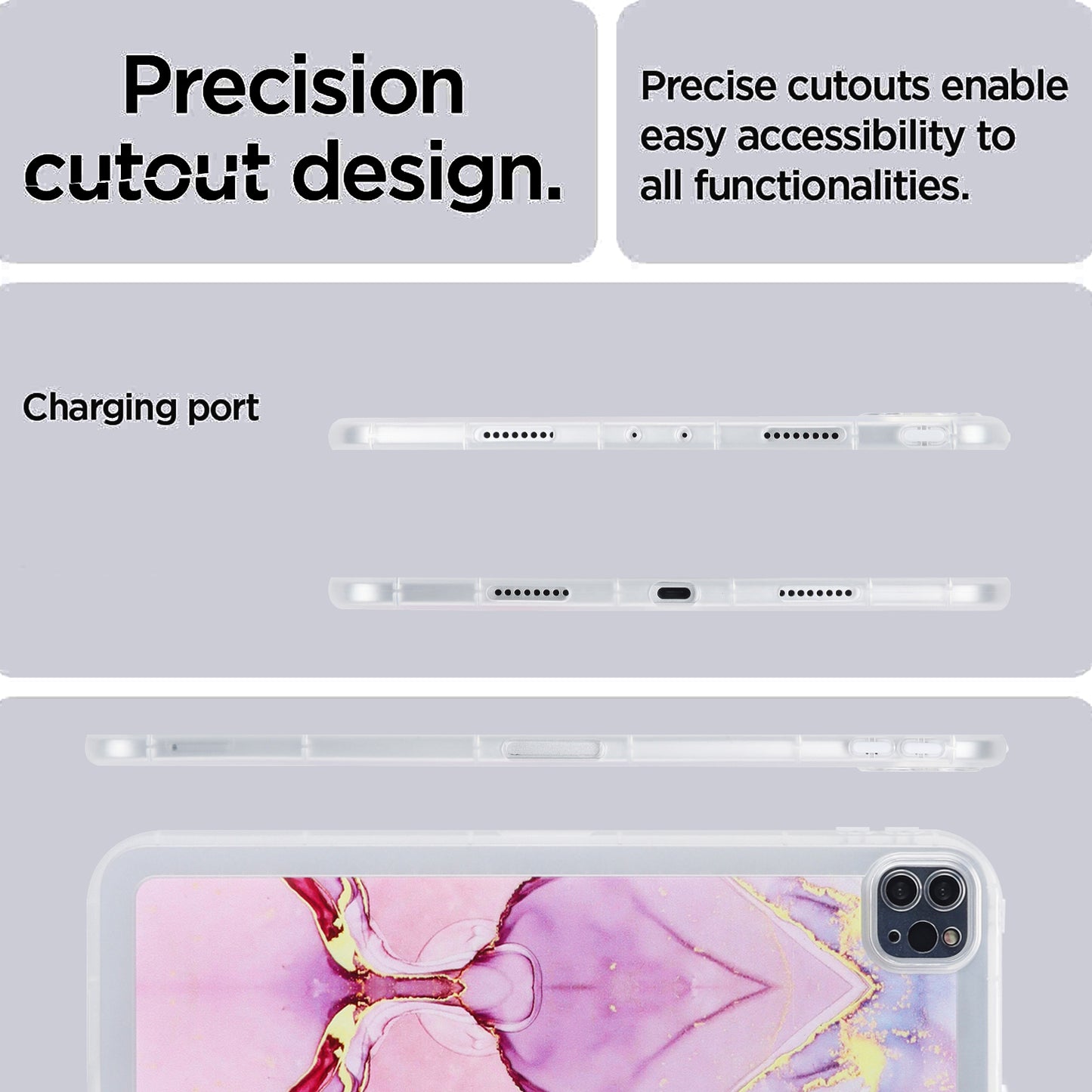 For iPad Pro 11 (2020) / (2021) / (2022) Soft TPU Tablet Case Marble Pattern Printing Back Shell