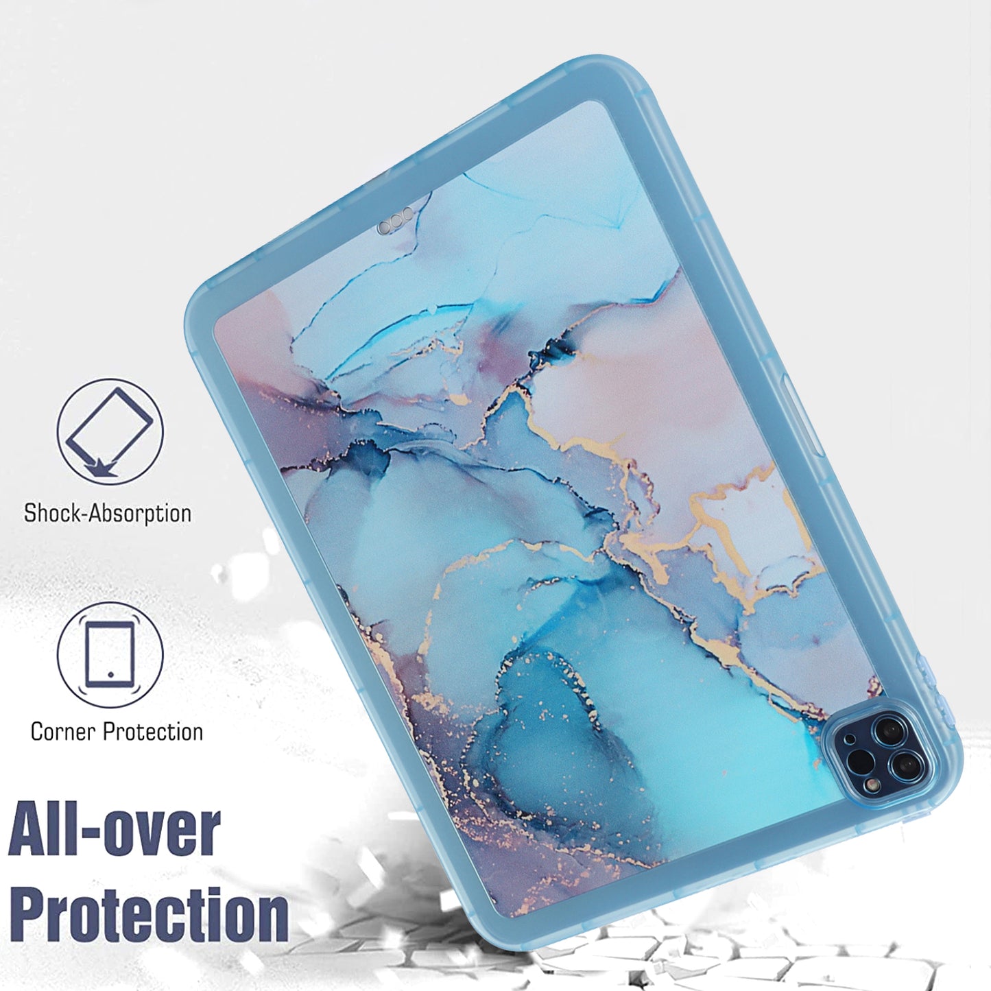 For iPad Pro 11 (2020) / (2021) / (2022) Soft TPU Tablet Case Marble Pattern Printing Back Shell