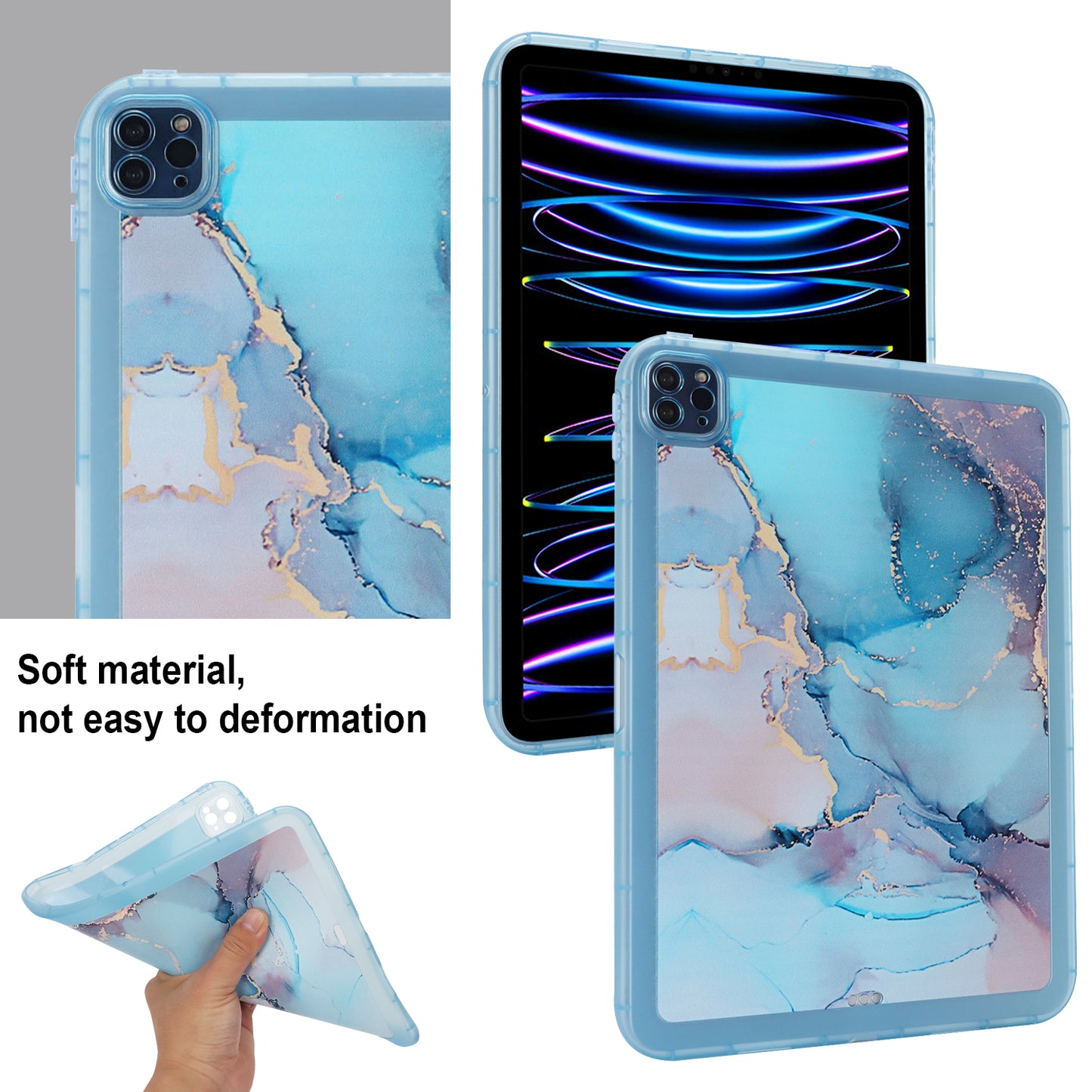 For iPad Pro 11 (2020) / (2021) / (2022) Soft TPU Tablet Case Marble Pattern Printing Back Shell