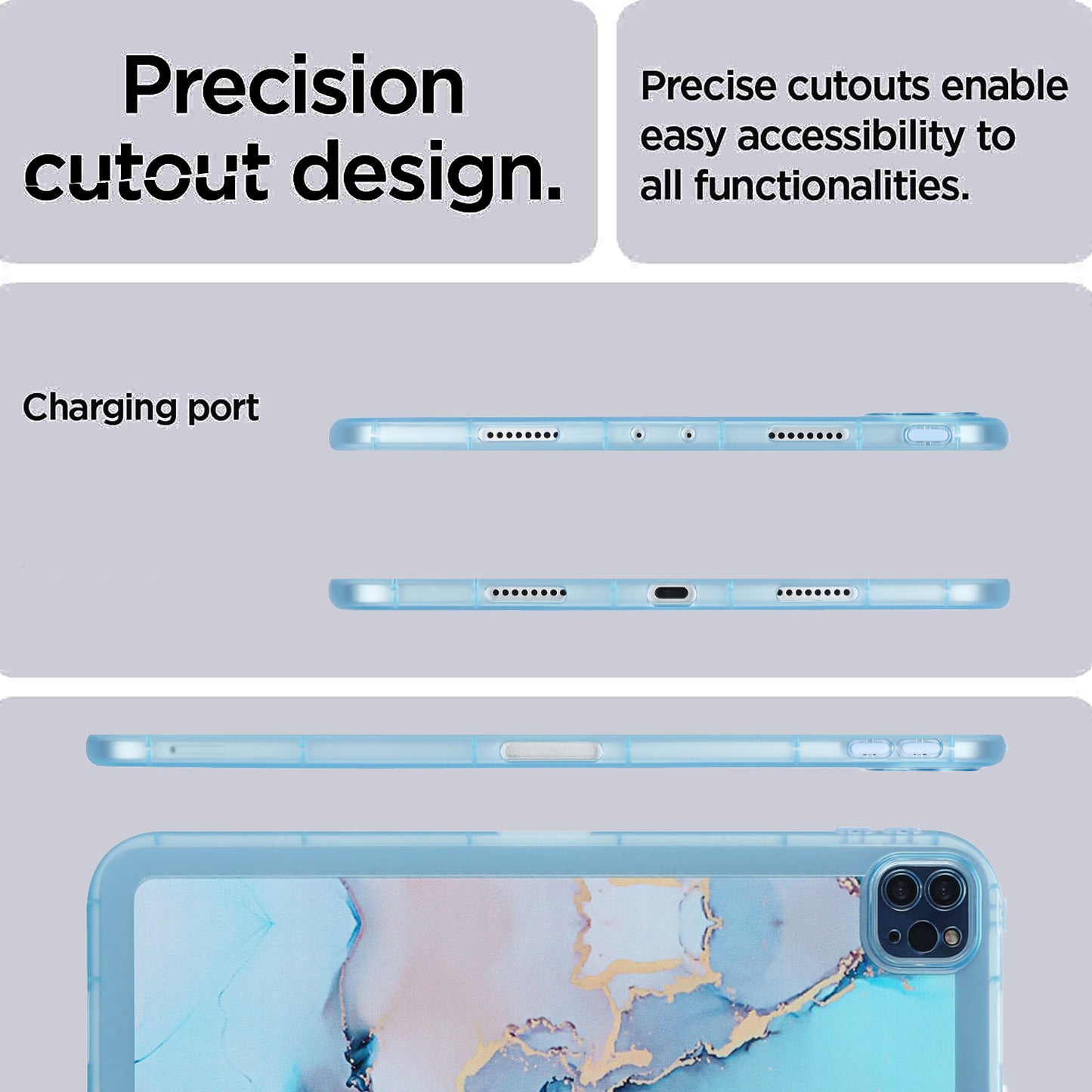 For iPad Pro 11 (2020) / (2021) / (2022) Soft TPU Tablet Case Marble Pattern Printing Back Shell