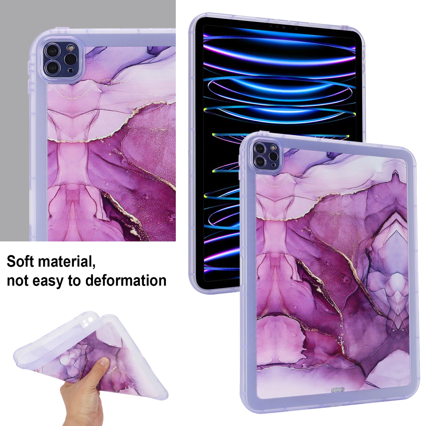 For iPad Pro 11 (2020) / (2021) / (2022) Soft TPU Tablet Case Marble Pattern Printing Back Shell