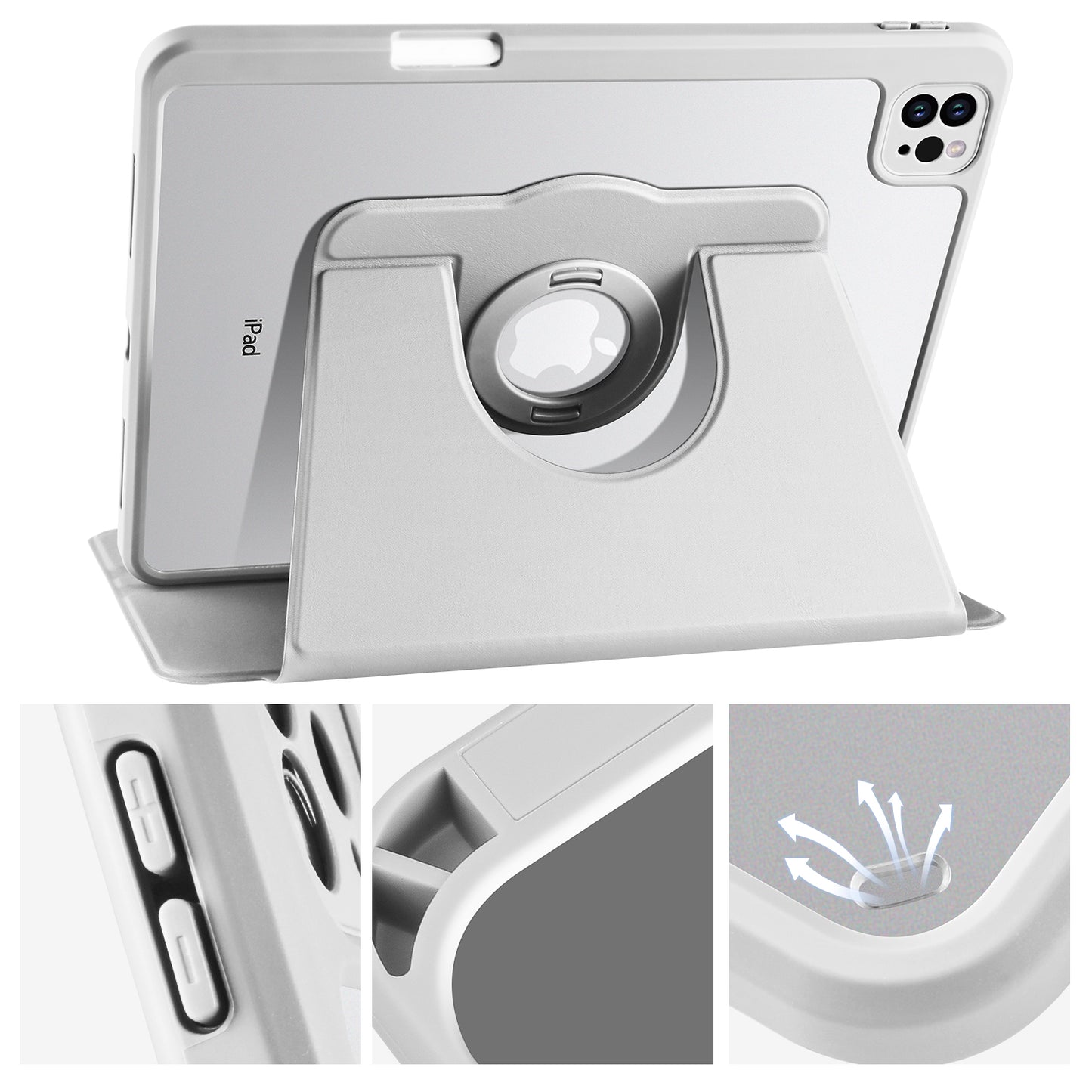 For iPad Pro 11 (2021) / (2020) / (2022) / iPad Air (2020) / (2022) Anti-Drop Tablet Case Rotating Stand PU Leather TPU Cover