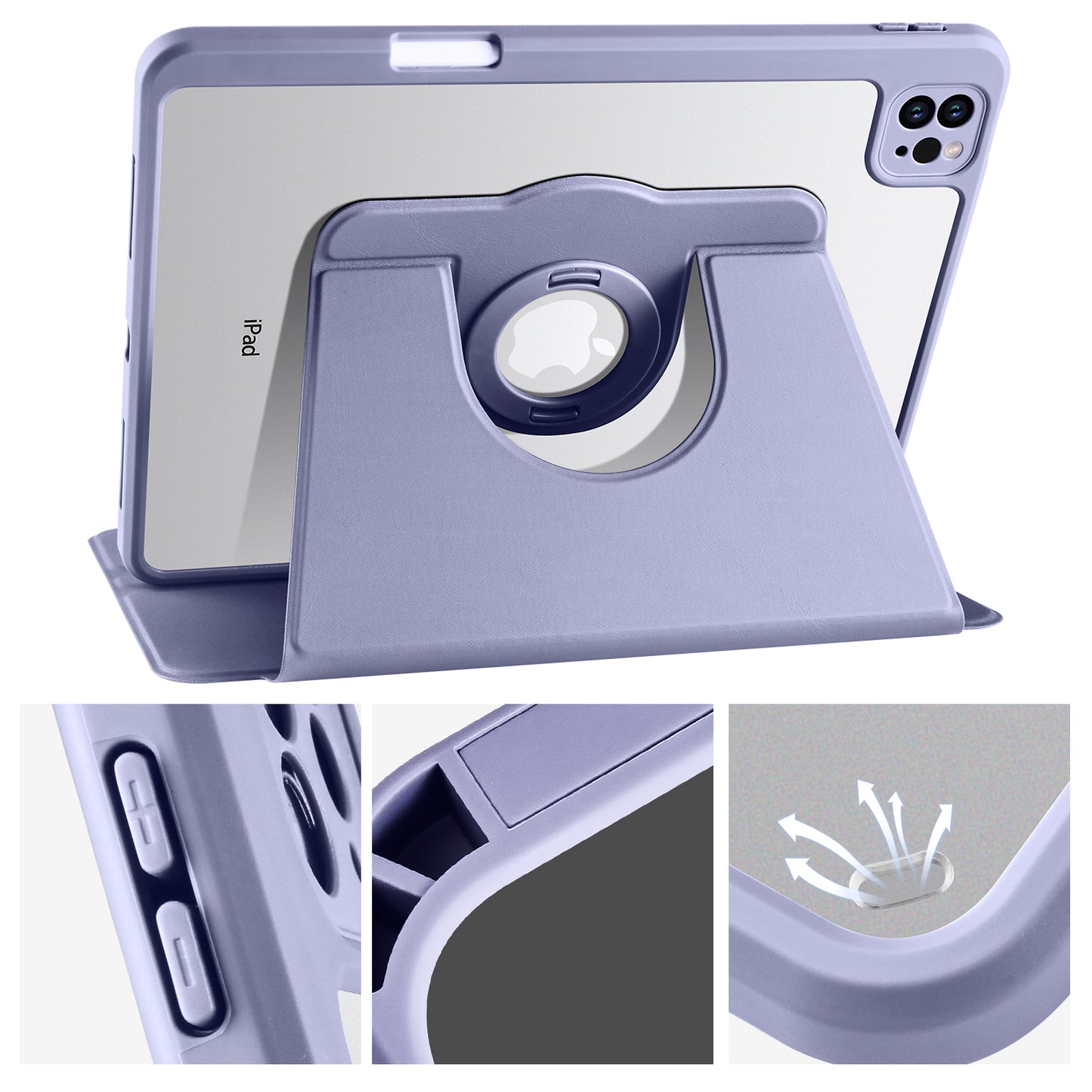 For iPad Pro 11 (2021) / (2020) / (2022) / iPad Air (2020) / (2022) Anti-Drop Tablet Case Rotating Stand PU Leather TPU Cover