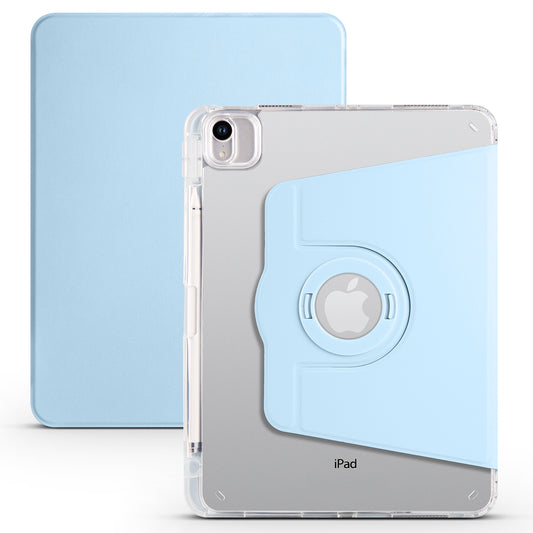 For iPad Pro 11 (2021) / (2020) / (2022) / iPad Air (2020) / (2022) Rotating Stand Tablet Cover PU Leather TPU Crystal Clear Back Case