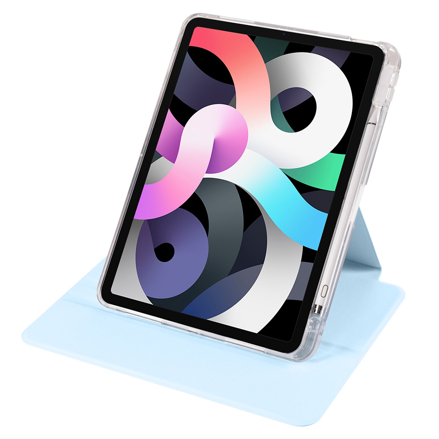 For iPad Pro 11 (2021) / (2020) / (2022) / iPad Air (2020) / (2022) Rotating Stand Tablet Cover PU Leather TPU Crystal Clear Back Case