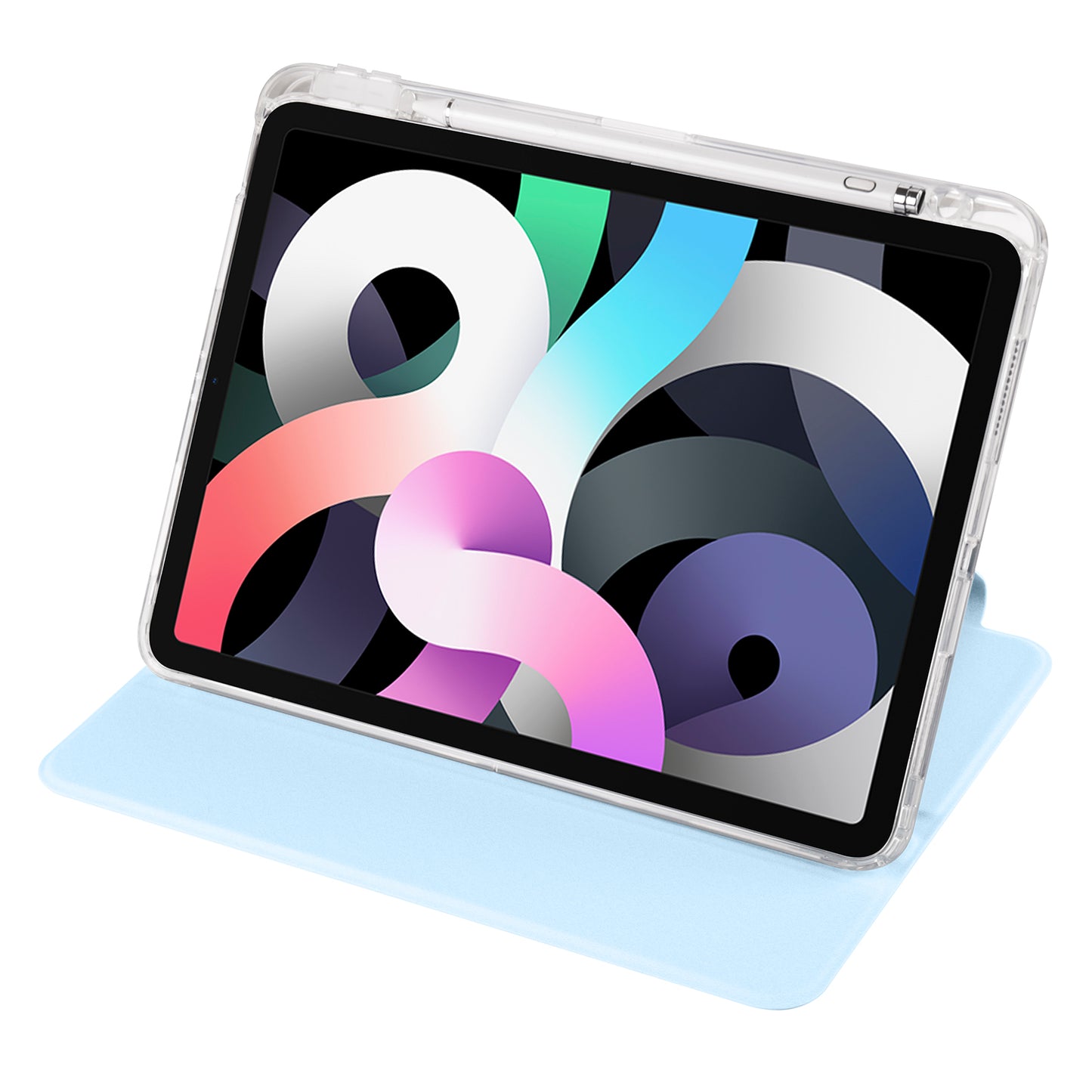 For iPad Pro 11 (2021) / (2020) / (2022) / iPad Air (2020) / (2022) Rotating Stand Tablet Cover PU Leather TPU Crystal Clear Back Case