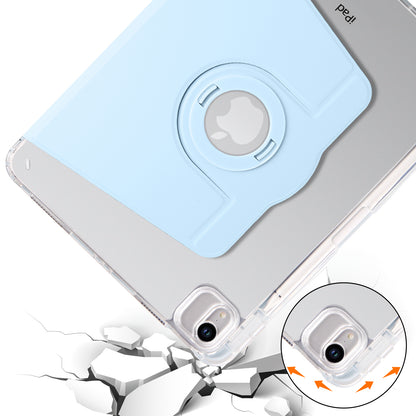 For iPad Pro 11 (2021) / (2020) / (2022) / iPad Air (2020) / (2022) Rotating Stand Tablet Cover PU Leather TPU Crystal Clear Back Case