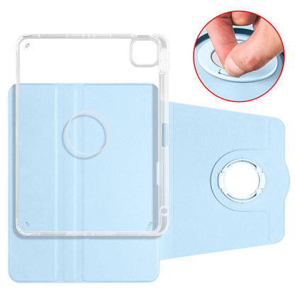 For iPad Pro 11 (2021) / (2020) / (2022) / iPad Air (2020) / (2022) Rotating Stand Tablet Cover PU Leather TPU Crystal Clear Back Case