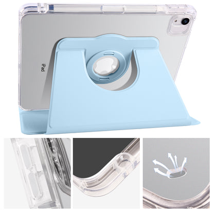 For iPad Pro 11 (2021) / (2020) / (2022) / iPad Air (2020) / (2022) Rotating Stand Tablet Cover PU Leather TPU Crystal Clear Back Case