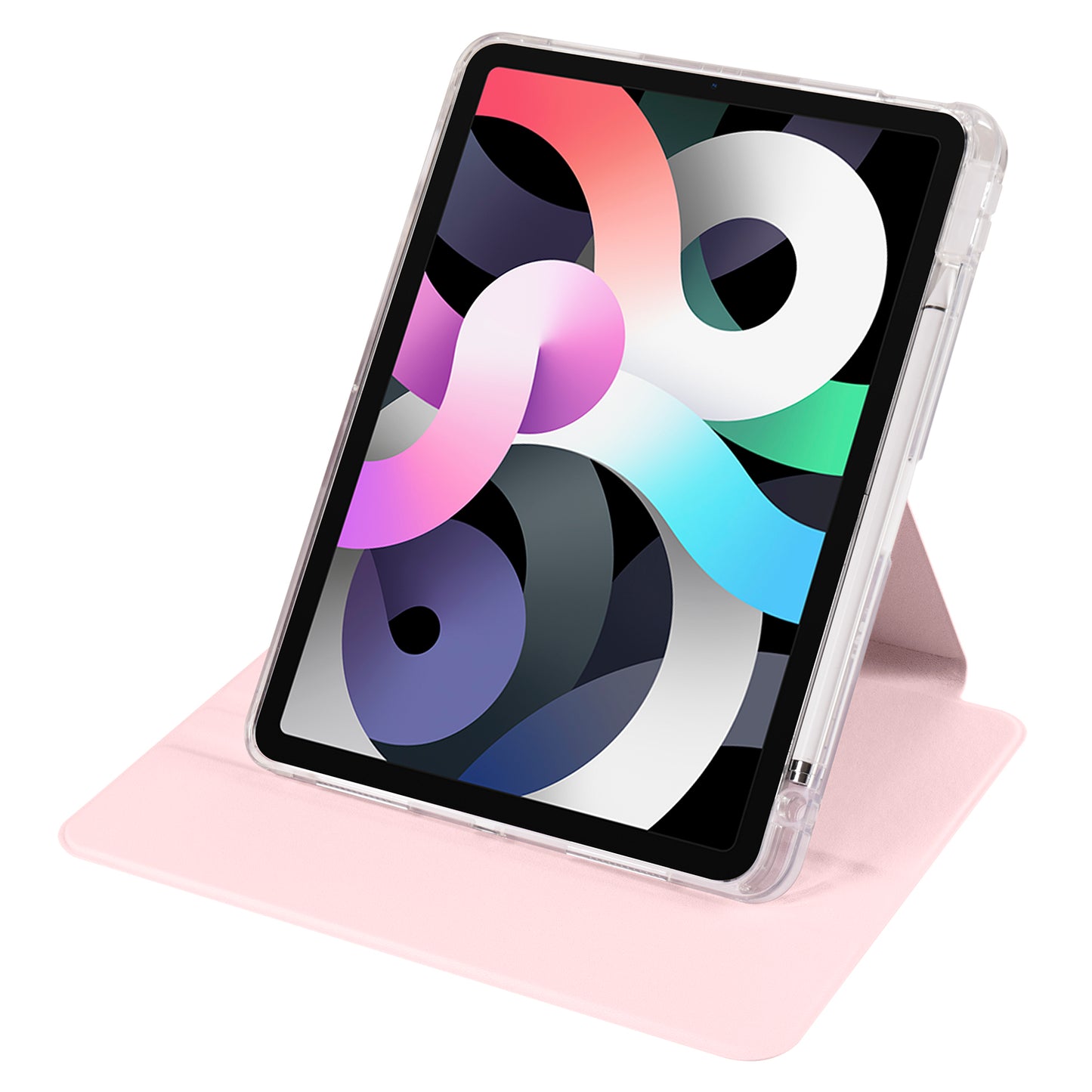 For iPad Pro 11 (2021) / (2020) / (2022) / iPad Air (2020) / (2022) Rotating Stand Tablet Cover PU Leather TPU Crystal Clear Back Case