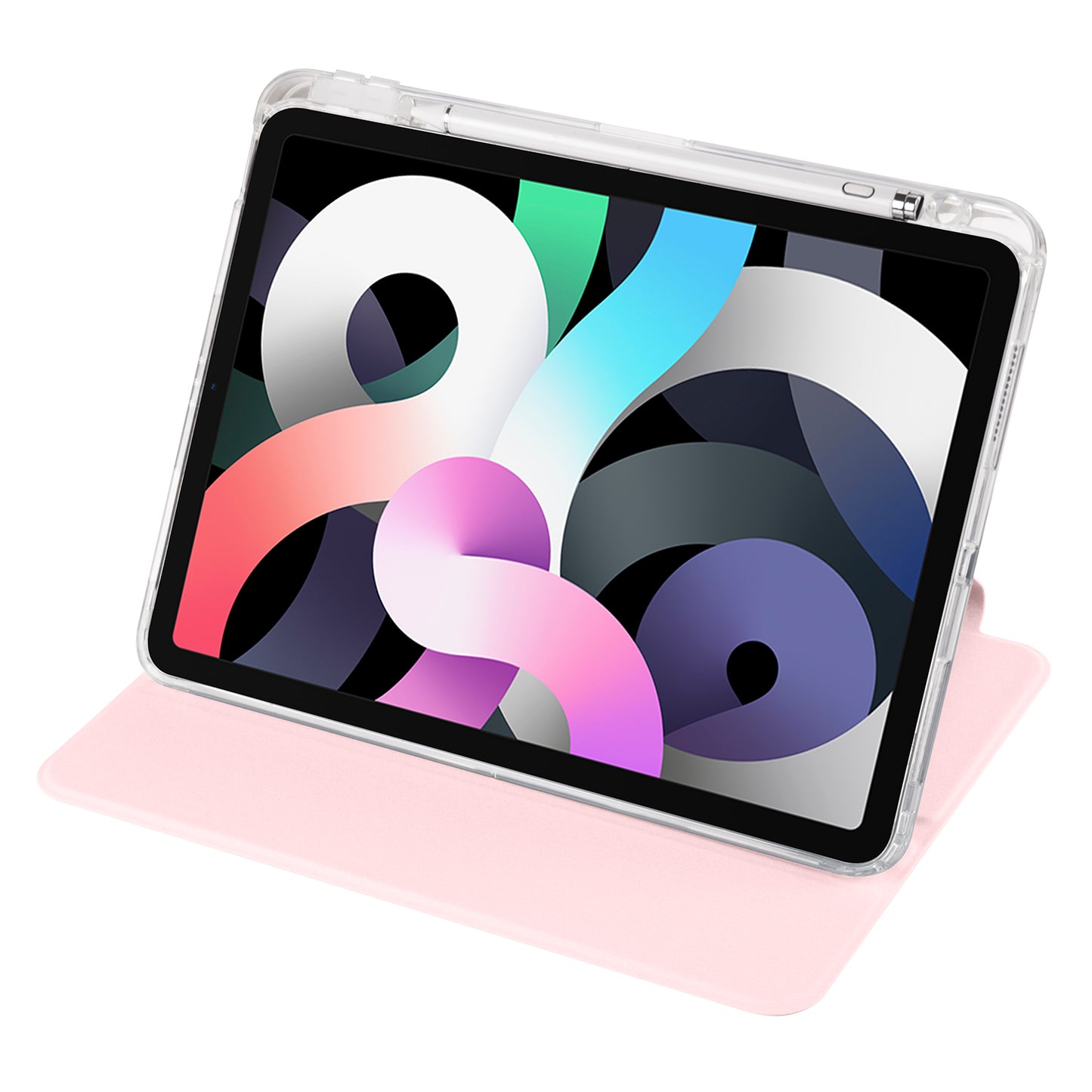 For iPad Pro 11 (2021) / (2020) / (2022) / iPad Air (2020) / (2022) Rotating Stand Tablet Cover PU Leather TPU Crystal Clear Back Case