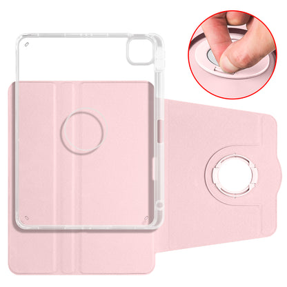 For iPad Pro 11 (2021) / (2020) / (2022) / iPad Air (2020) / (2022) Rotating Stand Tablet Cover PU Leather TPU Crystal Clear Back Case