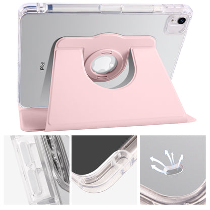 For iPad Pro 11 (2021) / (2020) / (2022) / iPad Air (2020) / (2022) Rotating Stand Tablet Cover PU Leather TPU Crystal Clear Back Case