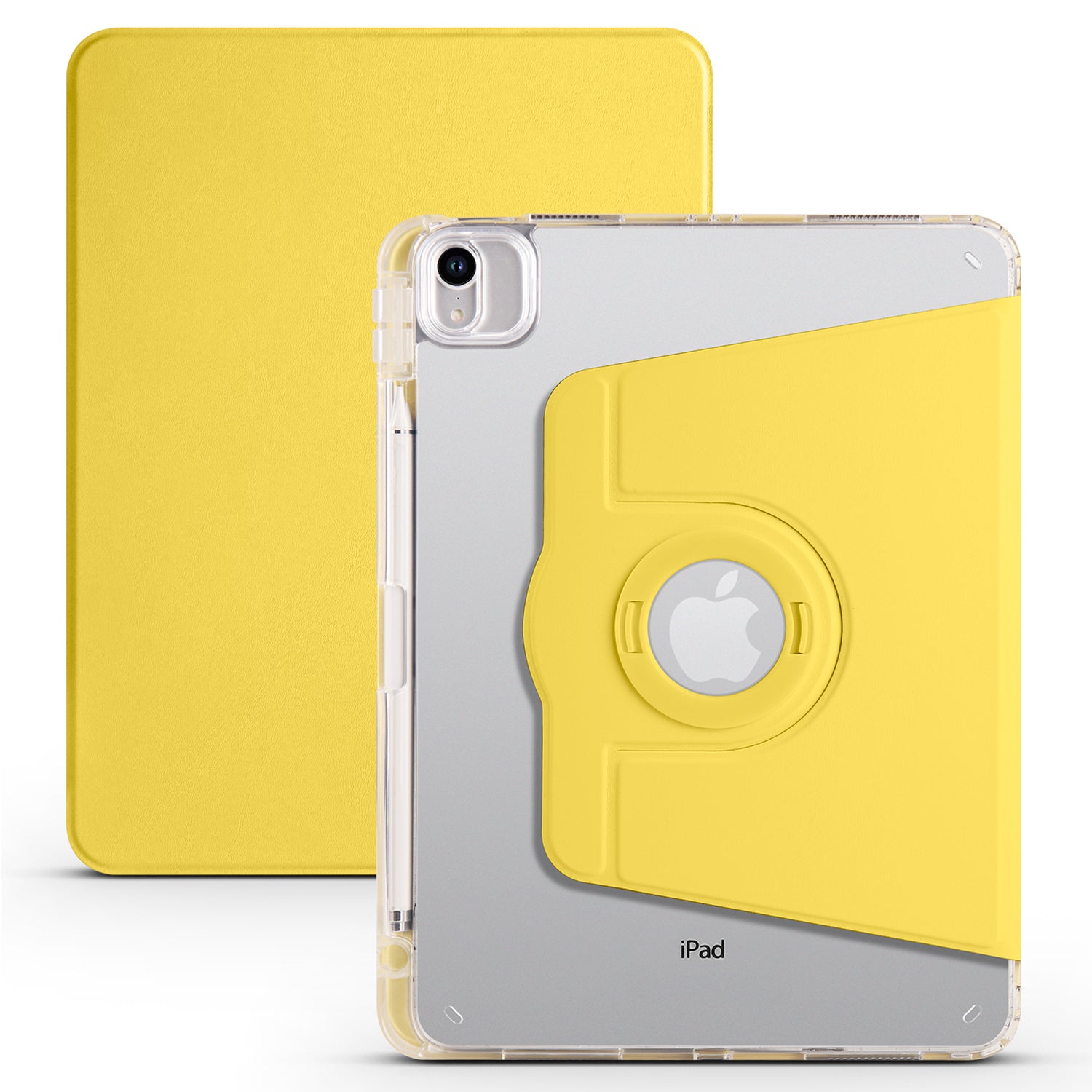 For iPad Pro 11 (2021) / (2020) / (2022) / iPad Air (2020) / (2022) Rotating Stand Tablet Cover PU Leather TPU Crystal Clear Back Case