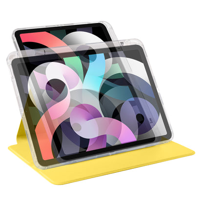 For iPad Pro 11 (2021) / (2020) / (2022) / iPad Air (2020) / (2022) Rotating Stand Tablet Cover PU Leather TPU Crystal Clear Back Case
