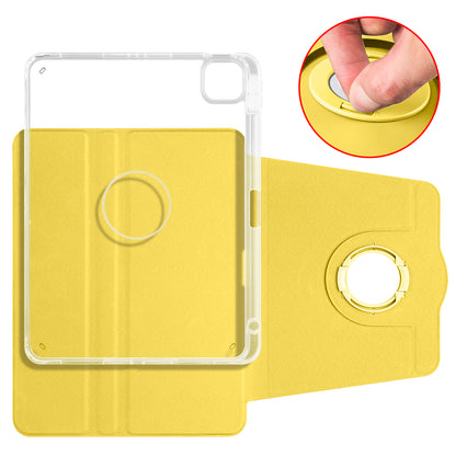 For iPad Pro 11 (2021) / (2020) / (2022) / iPad Air (2020) / (2022) Rotating Stand Tablet Cover PU Leather TPU Crystal Clear Back Case