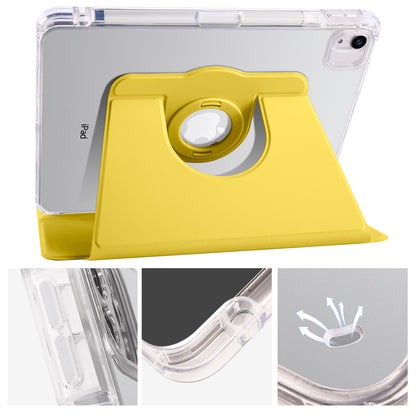 For iPad Pro 11 (2021) / (2020) / (2022) / iPad Air (2020) / (2022) Rotating Stand Tablet Cover PU Leather TPU Crystal Clear Back Case