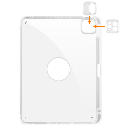 For iPad Pro 11 (2021) / (2020) / (2022) / iPad Air (2020) / (2022) Rotating Stand Tablet Cover PU Leather TPU Crystal Clear Back Case