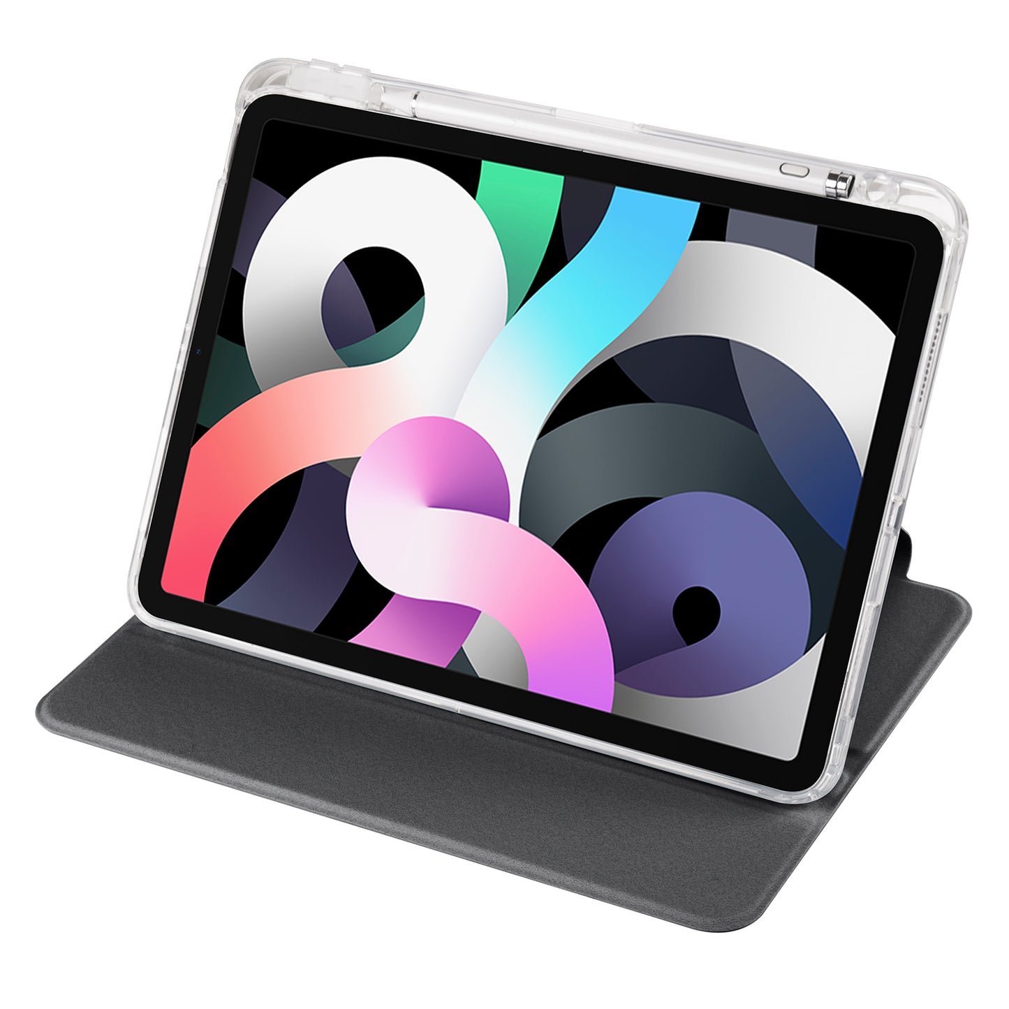 For iPad Pro 11 (2021) / (2020) / (2022) / iPad Air (2020) / (2022) Rotating Stand Tablet Cover PU Leather TPU Crystal Clear Back Case
