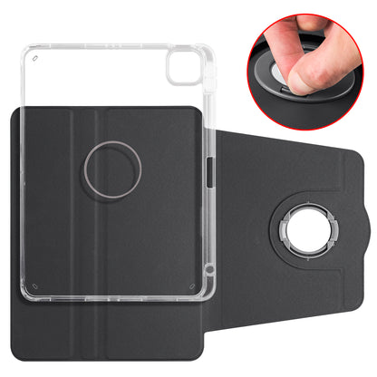 For iPad Pro 11 (2021) / (2020) / (2022) / iPad Air (2020) / (2022) Rotating Stand Tablet Cover PU Leather TPU Crystal Clear Back Case