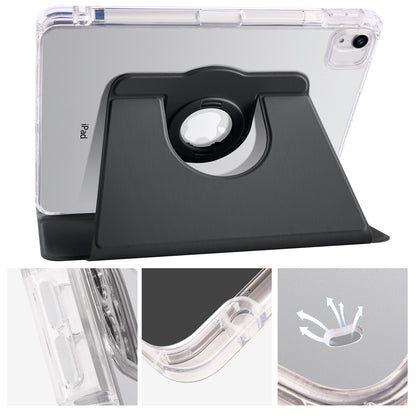 For iPad Pro 11 (2021) / (2020) / (2022) / iPad Air (2020) / (2022) Rotating Stand Tablet Cover PU Leather TPU Crystal Clear Back Case