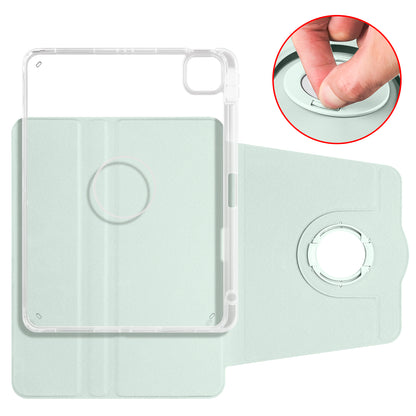 For iPad Pro 11 (2021) / (2020) / (2022) / iPad Air (2020) / (2022) Rotating Stand Tablet Cover PU Leather TPU Crystal Clear Back Case