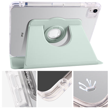 For iPad Pro 11 (2021) / (2020) / (2022) / iPad Air (2020) / (2022) Rotating Stand Tablet Cover PU Leather TPU Crystal Clear Back Case