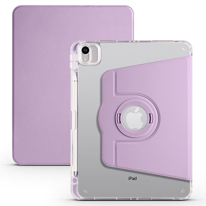 For iPad Pro 11 (2021) / (2020) / (2022) / iPad Air (2020) / (2022) Rotating Stand Tablet Cover PU Leather TPU Crystal Clear Back Case