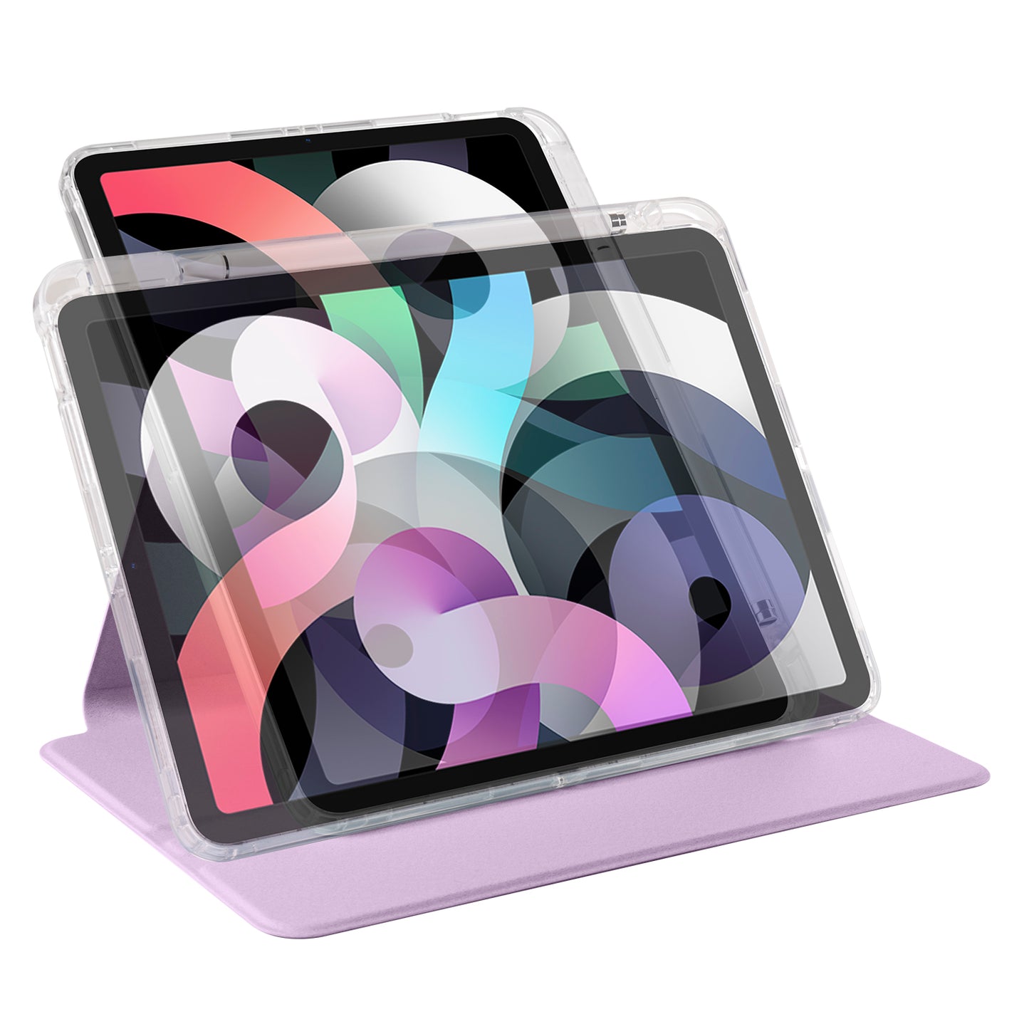 For iPad Pro 11 (2021) / (2020) / (2022) / iPad Air (2020) / (2022) Rotating Stand Tablet Cover PU Leather TPU Crystal Clear Back Case