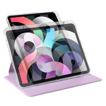 For iPad Pro 11 (2021) / (2020) / (2022) / iPad Air (2020) / (2022) Rotating Stand Tablet Cover PU Leather TPU Crystal Clear Back Case