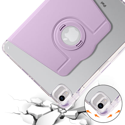 For iPad Pro 11 (2021) / (2020) / (2022) / iPad Air (2020) / (2022) Rotating Stand Tablet Cover PU Leather TPU Crystal Clear Back Case