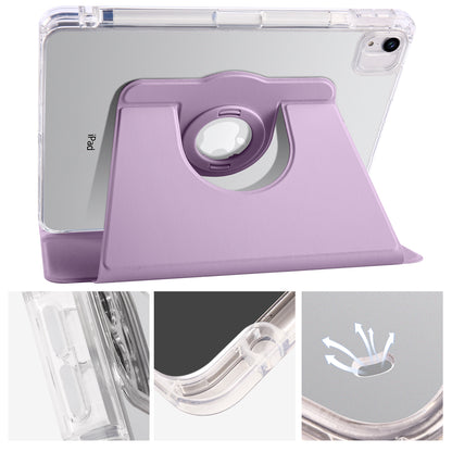 For iPad Pro 11 (2021) / (2020) / (2022) / iPad Air (2020) / (2022) Rotating Stand Tablet Cover PU Leather TPU Crystal Clear Back Case