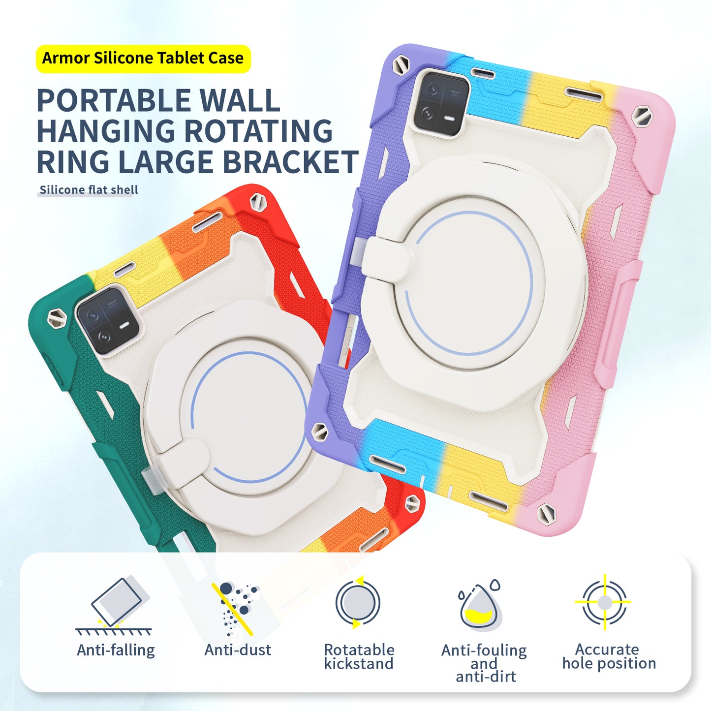 For Xiaomi Pad 6 PC + Silicone Protective Cover 360-degree Rotary Kickstand Drop-proof Tablet Case