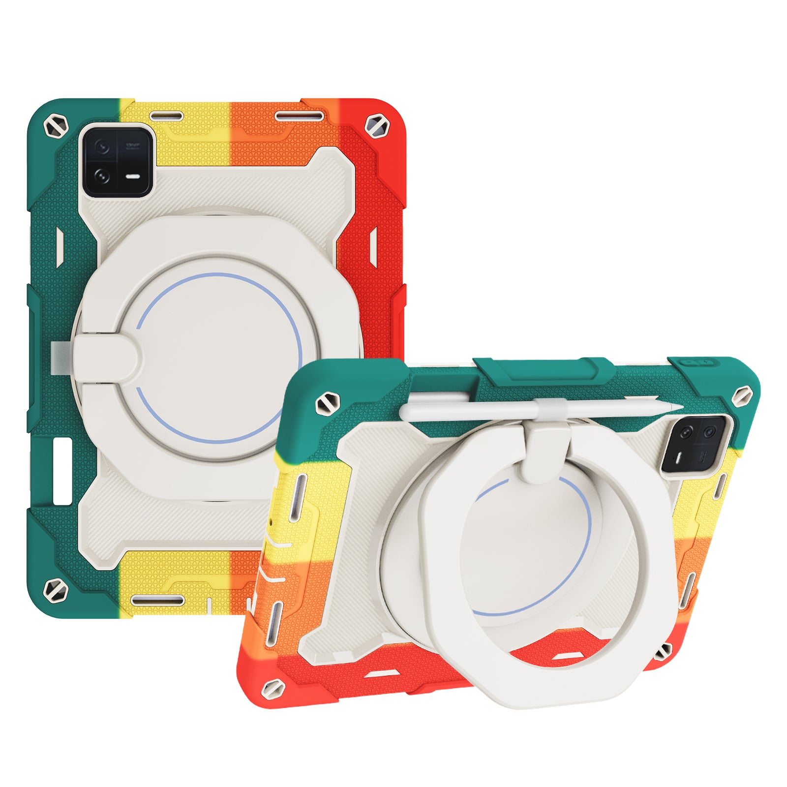 For Xiaomi Pad 6 PC + Silicone Protective Cover 360-degree Rotary Kickstand Drop-proof Tablet Case